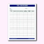 Printable Vital Signs Record Sheet: Daily Health Tracker PDF for Caregivers