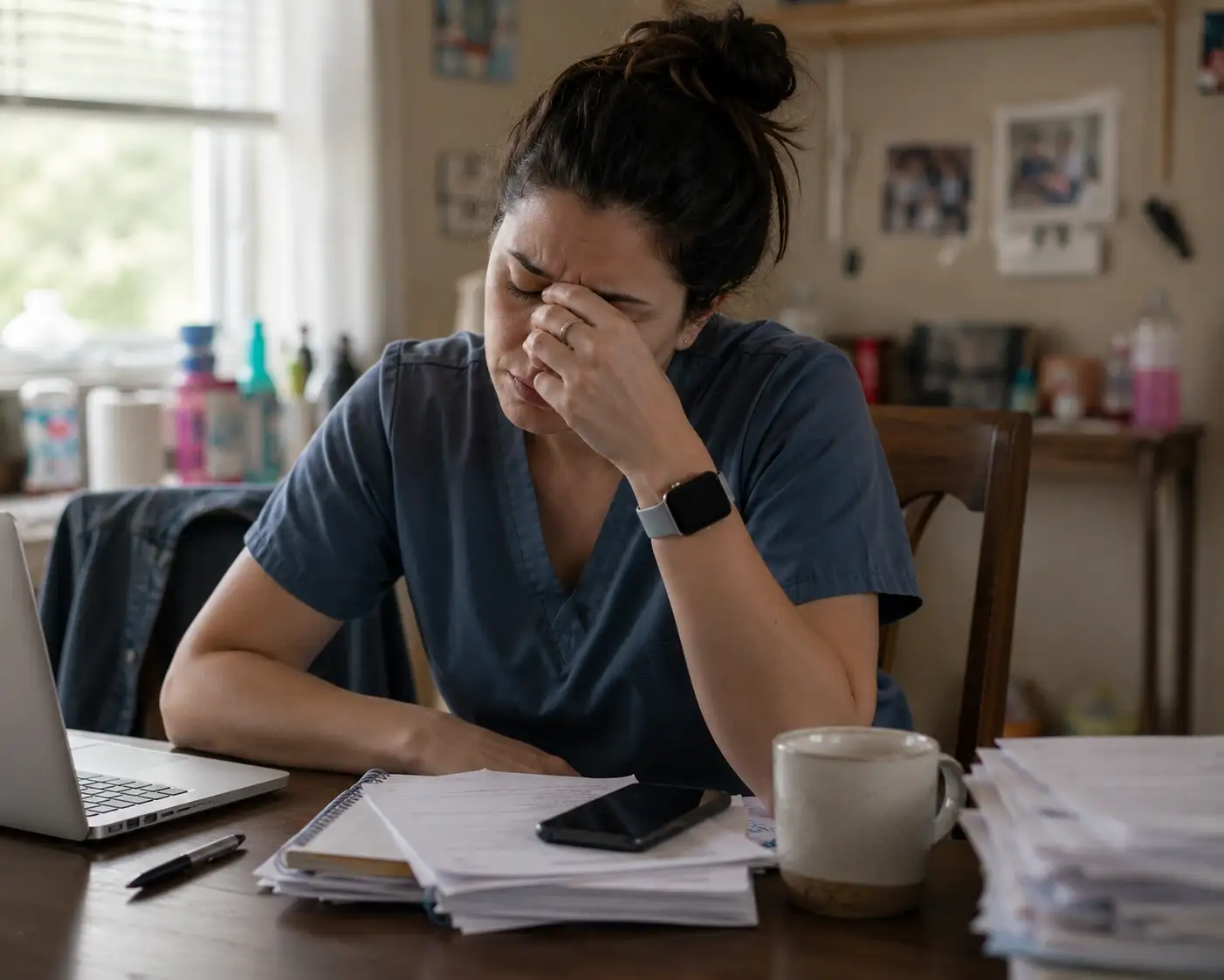 Stressed caregiver needing emotional support and chaos management